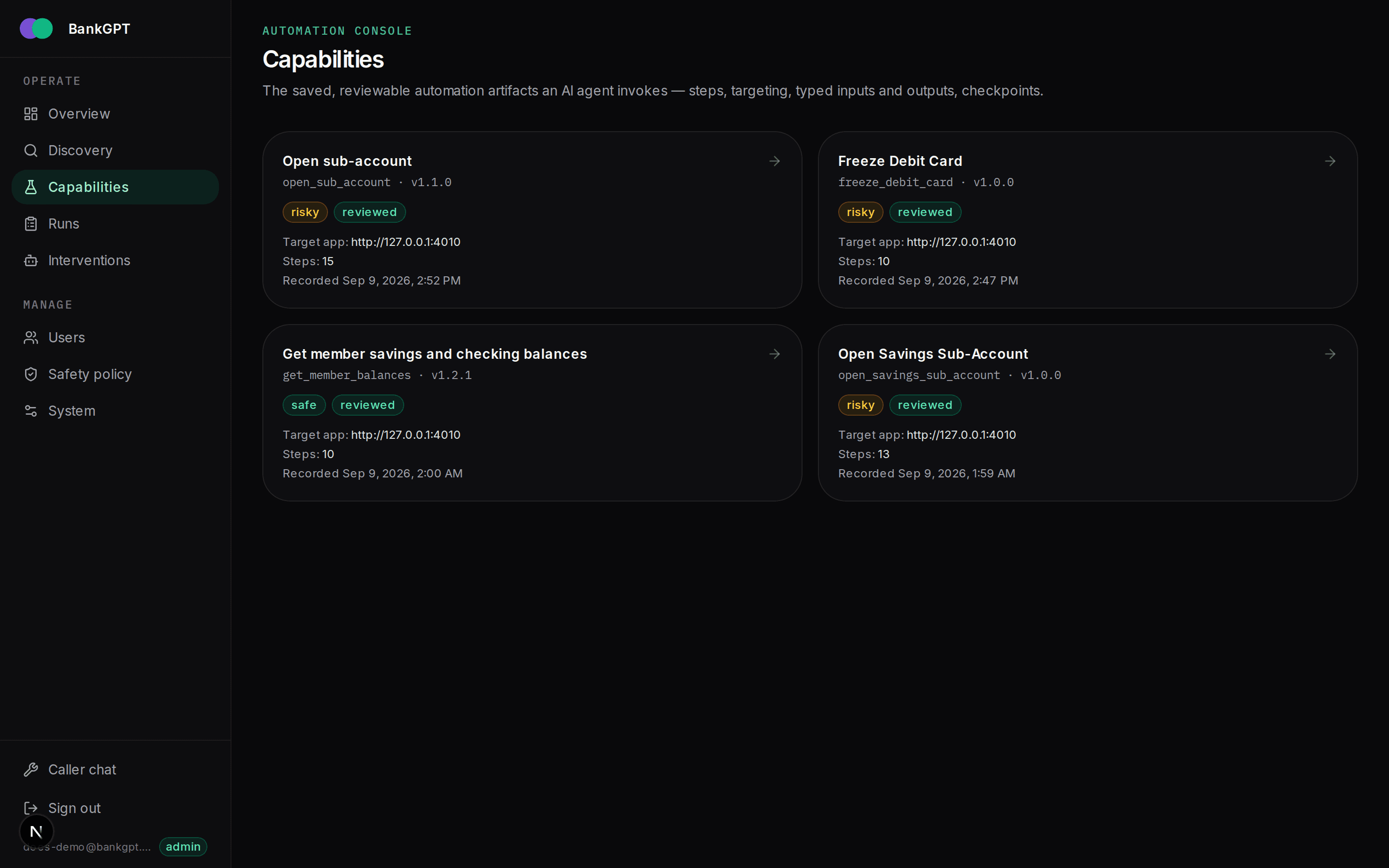 Capability catalog