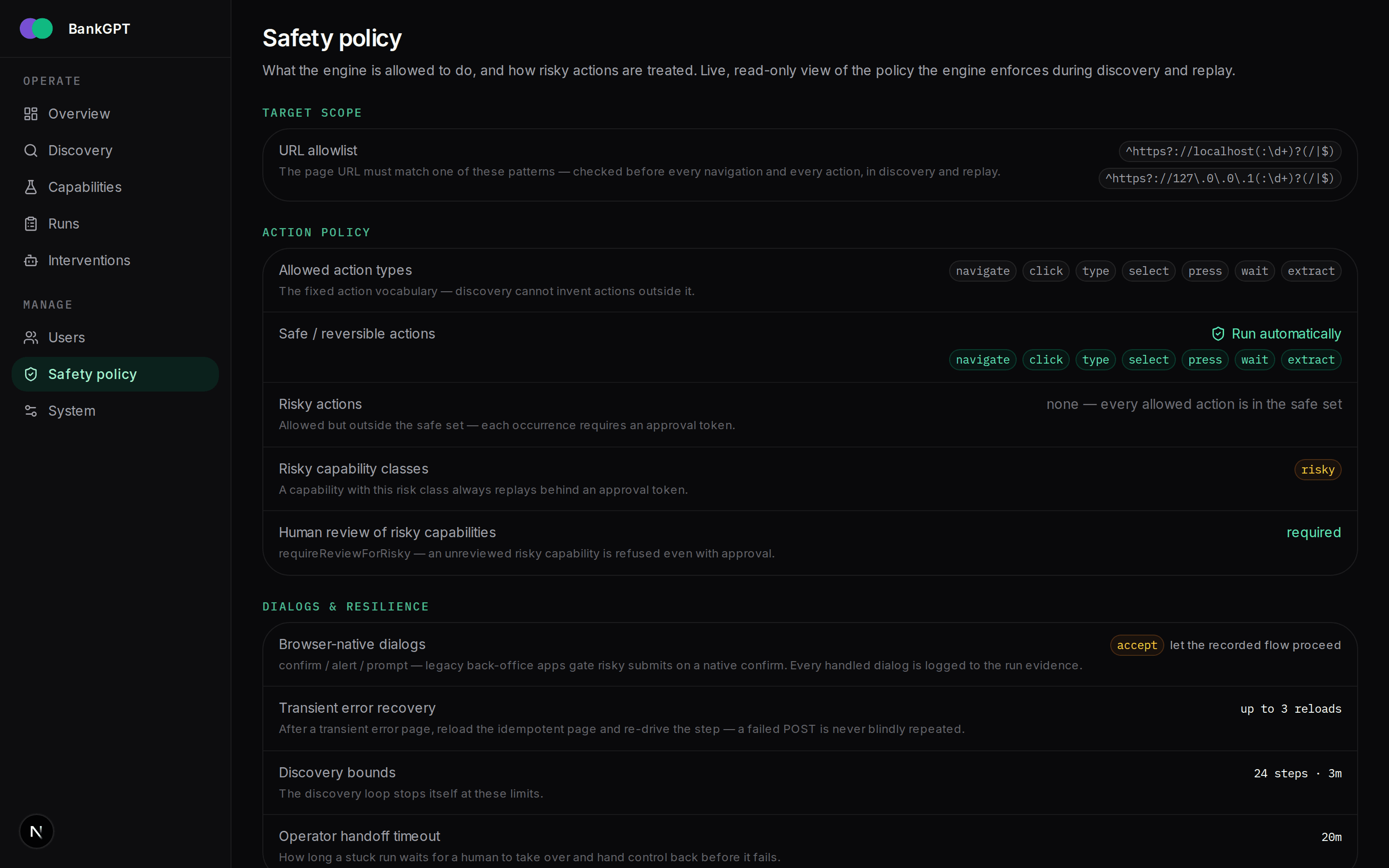 Safety policy