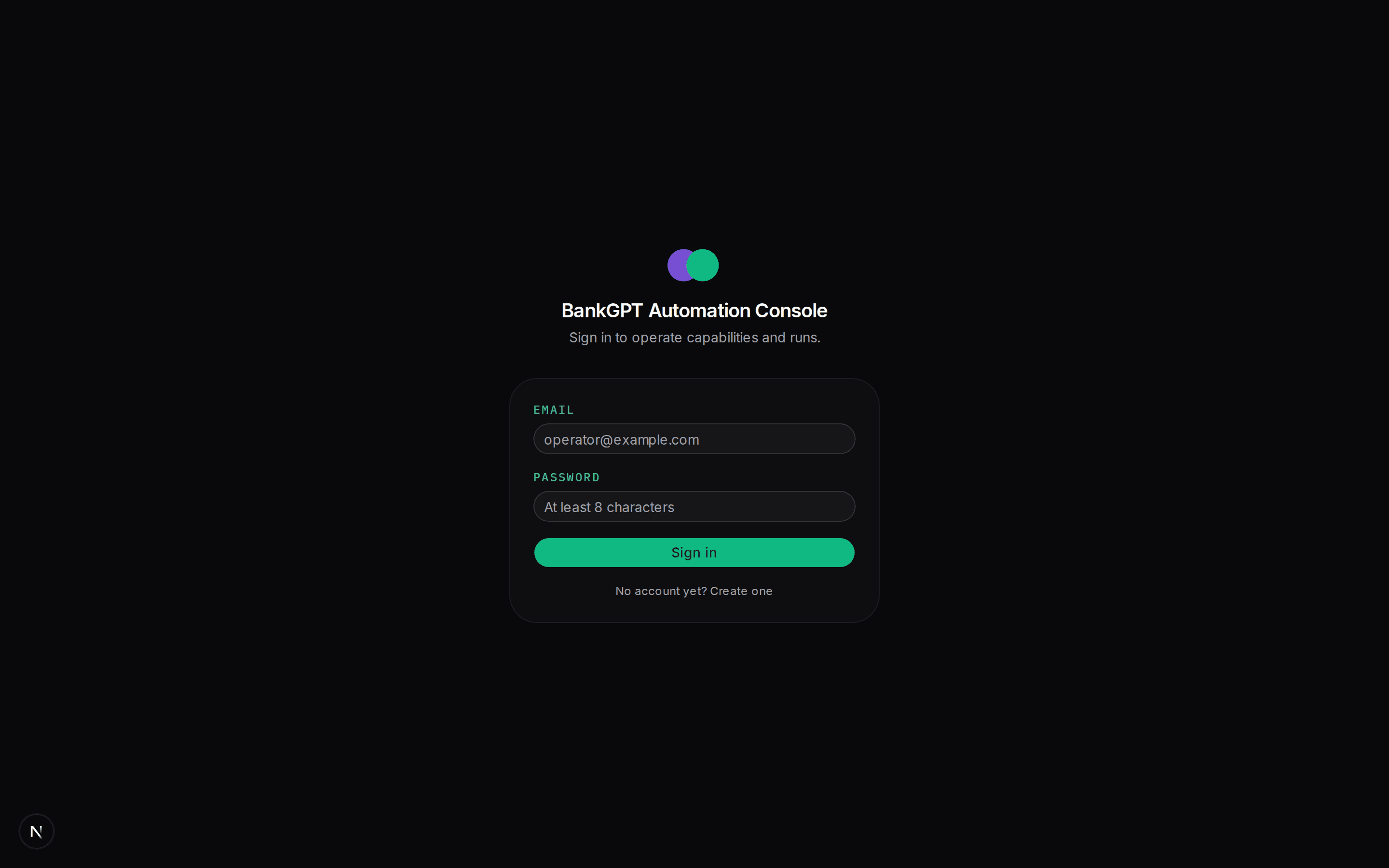 Sign-in screen